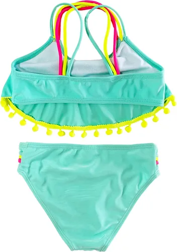 Vista 2 de M2C Conjunto de bikini de dos piezas para niñas con tirantes cruzados, Arco iris