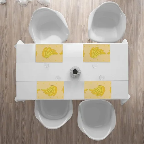Vista 7 de Rectangular Placemats Set of 4, Heat Resistant Cartoon Banana Printed Kitchen Dining Table Mats