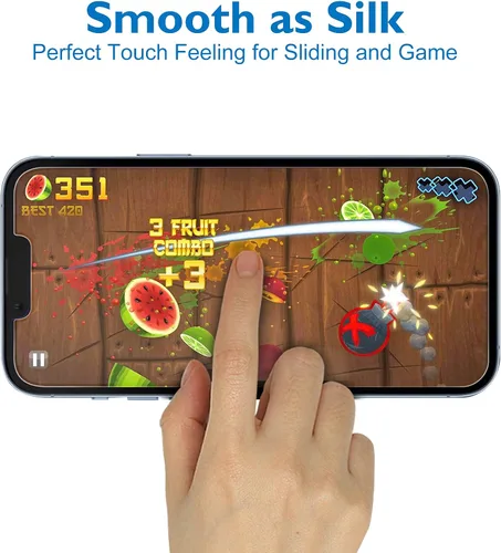Vista 3 de Mothca Protector de pantalla de vidrio mate para iPhone 14 Plus, antirreflejos, antihuellas, película de vidrio templado, compatible con fundas