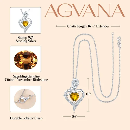 Vista 5 de Collares con dije de piedra de nacimiento, de plata de ley auténtica natural o creada con piedras preciosas, con dije de rosas y corazón