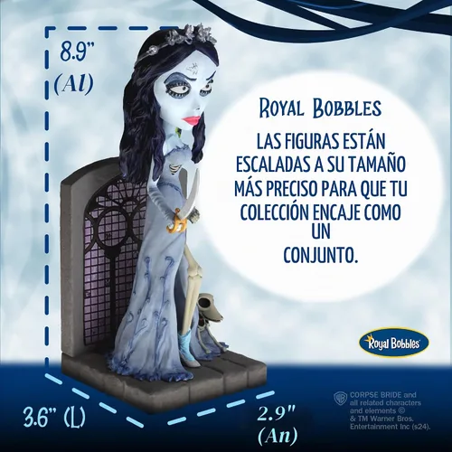 Vista 6 de Royal Bobbles Emily la novia cadáver con espada, gusano y restos – 7.5 pulgadas de alto – Estatua coleccionable de Bobblehead