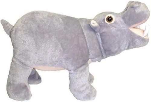 Vista 2 de Hipopótamo parado ADORE, juguete con gases, 14 pulgadas, animal de peluche acolchado