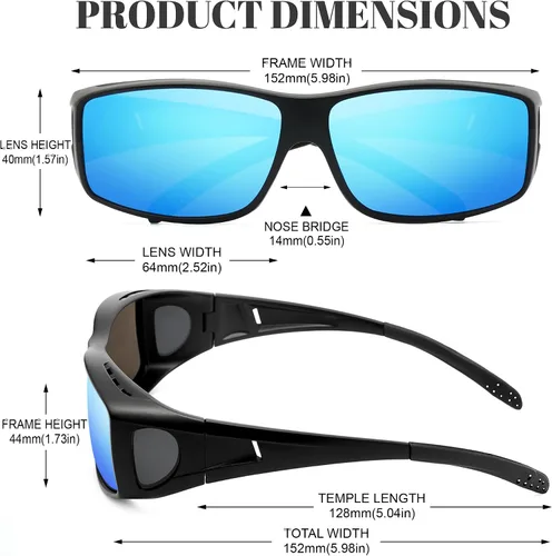 Vista 53 de Polarized Sunglasses Fit Over Glasses for Women Men with UV400 Protection Over Wrap Around Sun Glasses