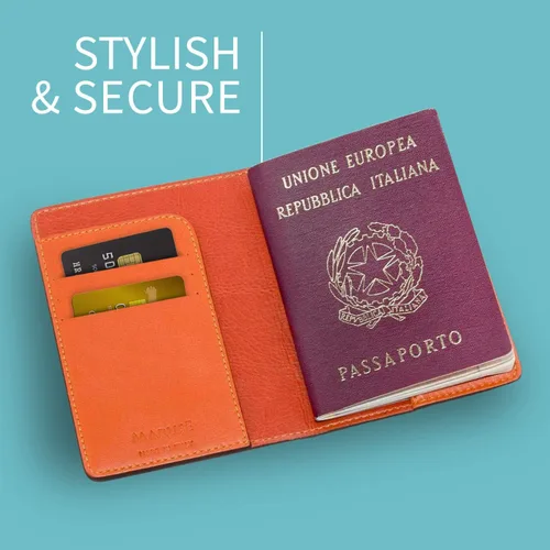 Vista 4 de Funda de pasaporte billetera de pielHecho En Italia