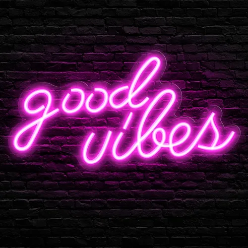 Vista 7 de Olekki Letrero de neón Blue Good Vibes – Letreros LED de neón para decoración de pared, luces de neón para dormitorio, letreros de pared de neón Azul