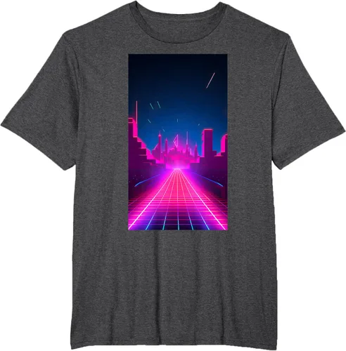 Vista 14 de Camiseta Retrowave Street 80s Vaporwave Synthwave, Negro -, Pequeña