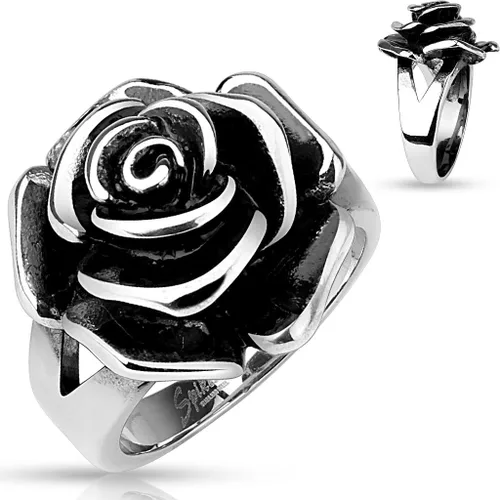 Vista 2 de Floración completa solo Rose Cast banda anillo anillo de acero inoxidable R650