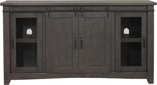 Vista 9 de Martin Svensson Home, mueble para TV Santa Fe de madera maciza, 65", negro antiguo y pino envejecido con aspecto desgastado Solid Pine, TV Stand