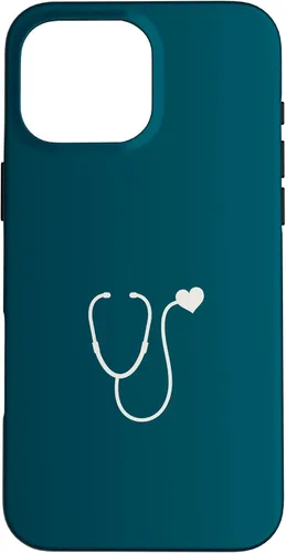 Vista 19 de iPhone 16 Dark Peacock Blue - Estuche para estetoscopio de corazón para enfermera o médico