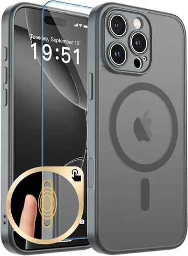Vista 89 de zapica Funda magnética para iPhone Air, con protector de pantalla de vidrio templado, compatible con MagSafe, translúcida mate, a prueba de golpes