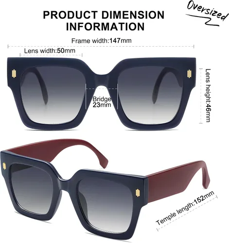 Vista 16 de SOJOS Gafas de sol cuadradas vintage de gran tamaño para mujer, estilo retro, de lujo, grandes, UV400 SJ2194