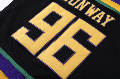 Vista 6 de Mighty Ducks Jersey, 96 Conway Jersey, 66 Bombay 33 Goldberg 99 Banks Jersey, camiseta de hockey sobre hielo de película, broidery y costuras