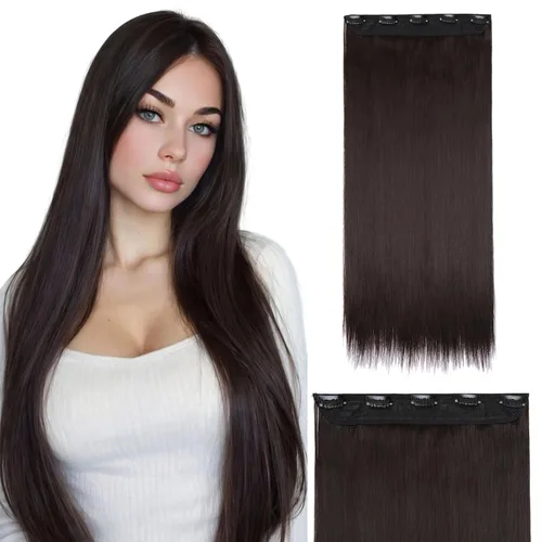 Vista 40 de S-noilite Extensiones de cabello de una pieza con clip, color rubio balayage de 18 pulgadas, en forma de U, extensiones de cabello de trama de una