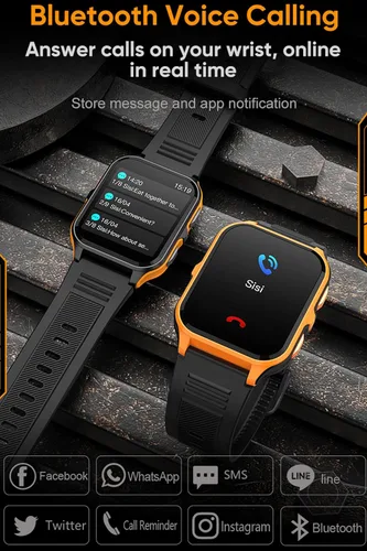 Vista 6 de Yihou Reloj inteligente militar resistente para hombres, teléfonos Android, 1.83 pulgadas, reloj inteligente para correr al aire libre