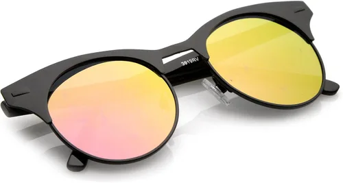 Vista 4 de zeroUV - Gafas de sol redondas con montura de cuerno con acabado mate para mujer de 1.929 in