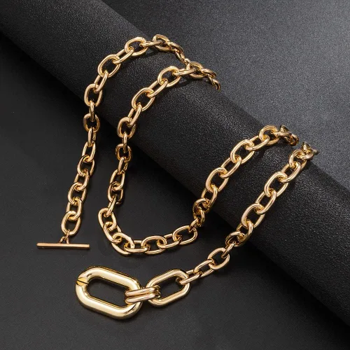 Vista 3 de Collares en capas de cadena gruesa, gargantilla de palanca, collar punk para mujeres y niñas