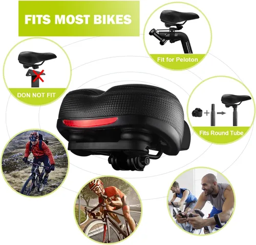 Vista 6 de Asiento de bicicleta, asiento de bicicleta más cómodo, doble absorción de golpes, espuma viscoelástica, impermeable, silla de montar de bicicleta