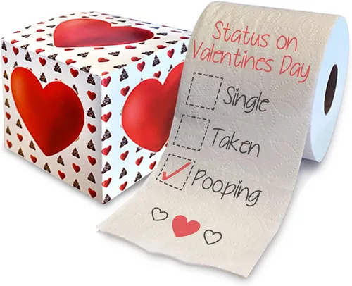 Vista 15 de Printed TP 'Coz We're POO-fect Together - Papel higiénico impreso, divertido rollo de papel higiénico para San Valentín, decoración de baño, regalo