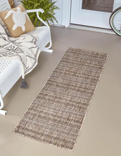 Vista 22 de Unique Loom Outdoor Striped Collection Alfombra de área - Maia (2' 2" x 3' 1" Rectángulo, Beige/Marfil)