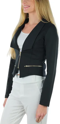 Vista 110 de ToBeInStyle Blazers de manga larga con cremallera y botones para mujer
