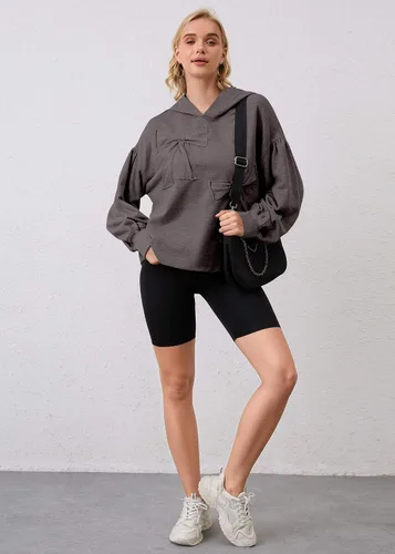 Vista 5 de Sudaderas con capucha de gran tamaño para mujer, de manga larga, sudaderas recortadas con capucha a la moda, Y2K, trajes de otoño