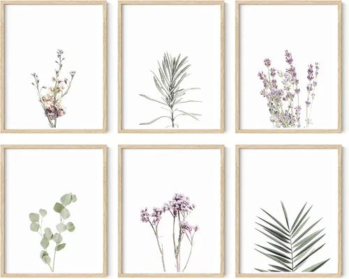 Vista 43 de HAUS AND HUES Pósteres florales y de plantas, juego de 6 impresiones botánicas, arte de pared de flores y plantas, decoración botánica