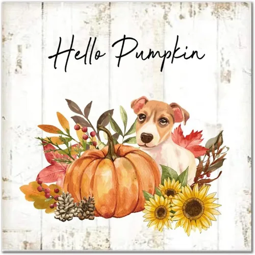 Vista 10 de Hello Pumpkin Boston Terrier Dog Wood Signs Pumpkin Farm Wall Plaque Gives Thanks Porch Sign Rustic Home Family Wall Decoration for Home Front Door