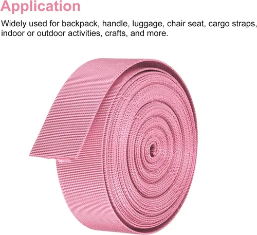 Vista 4 de MECCANIXITY Correa de nylon plana 1,5 pulgadas 10 yardas rosa para mochila, portaequipajes
