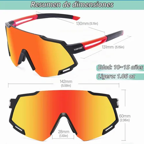 Vista 5 de Youth Viper Polarized Sunglasses for Kid Boys Girls Age 10-15 4 Interchangeable Lenses UV400 Glasses for Cycling Baseball