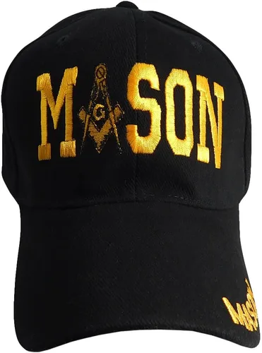 Vista 3 de Trade Winds Mason Masonic Freemason Letters Black & Gold Cotton Adjustable Embroidered Cap Hat