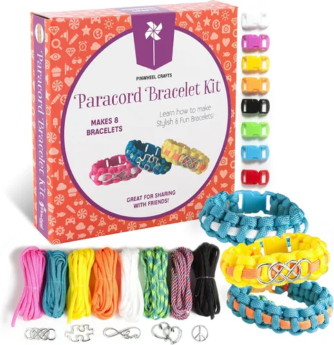 Vista 11 de Kit de Pulsera de Amistad de Pinwheel Crafts – Kit de Fabricación de Pulsera de Hilo DIY para Niñas de 8 a 12 años – 100 Hilos, Cuentas