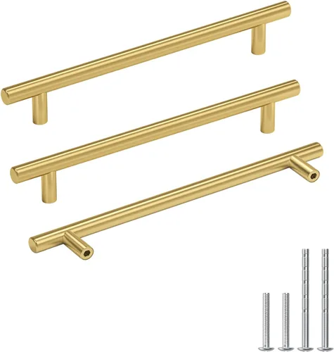 Vista 17 de Goldenwarm Paquete de 15 manijas doradas de 2-1/2 pulgadas, tiradores de gabinete de latón cepillado, manijas doradas para cajones de cocina