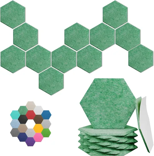 Vista 35 de Paneles hexagonales en forma de A, paquete de 12 paneles acústicos de alta densidad de 12 x 10 x 0.4 pulgadas para mejorar la reducción de ruido