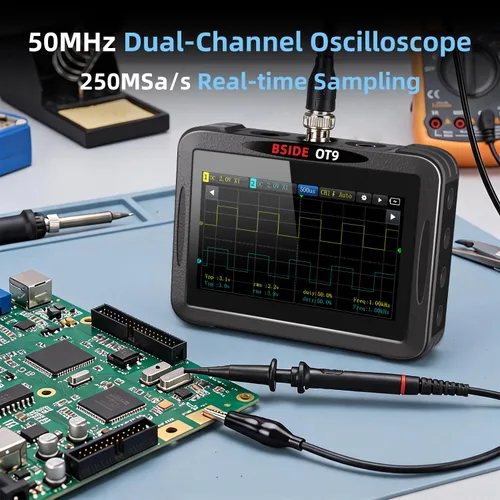 Vista 2 de BSIDE 3 en 1 osciloscopio para tableta multímetro generador de señal DDS, 2 canales 50Mhz Osciloscopio de ancho de banda multímetro con 20000