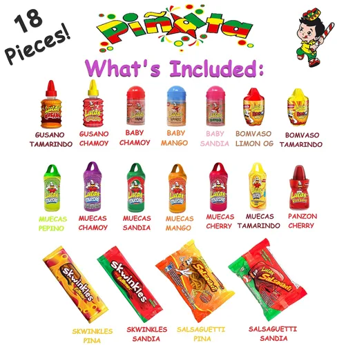 Vista 2 de Caja de dulces mexicanos de piñata (Lucas Mix (22.5 onzas) (18 piezas)