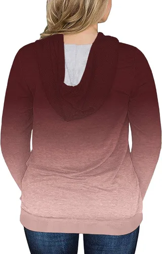 Vista 2 de VISLILY - Sudaderas con capucha para mujer, talla grande, con bloques de color y bolsillos, talla XL a 4XL