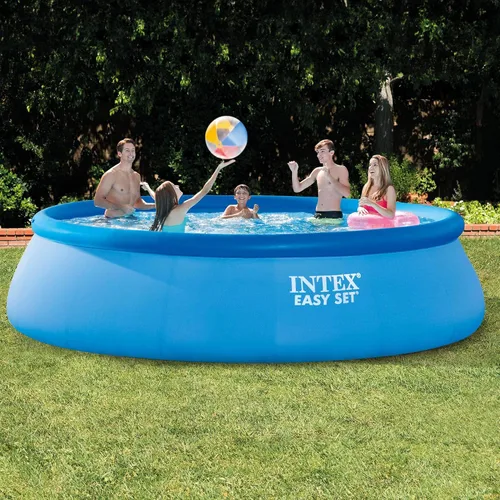 Vista 4 de Intex 26165EH - Juego de piscina inflable portátil de 15 pies x 42 pulgadas para exteriores con escalera, bomba de filtro, cubierta y kit