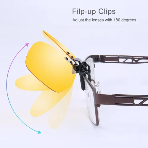 Vista 7 de Besgoods Gafas de sol polarizadas con clip para visión nocturna amarilla