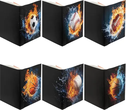 Vista 5 de Rnyleeg Paquete de 6 fundas protectoras de libros de bolsillo para niños, con temática deportiva, elástica, para amantes de los libros, estudiantes