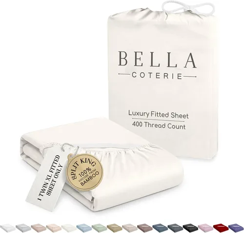 Vista 48 de Bella Coterie - Sábana bajera ajustable de viscosa de bambú de lujo, tamaño individual, 100% cultivada orgánicamente, ultrasuave, refrescante