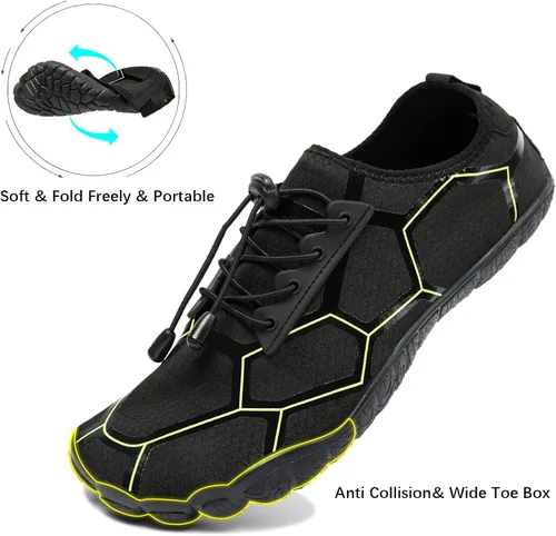 Vista 5 de YESMOLA Mens Water Shoes Beach Barefoot Shoes Wide Toe Five Finger Swim Aqua Shoes for Pool Fishing River Surfing