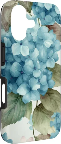 Vista 3 de Watercolor Shabby Chic Blue Hydrangeas Flower Case for iPhone 17