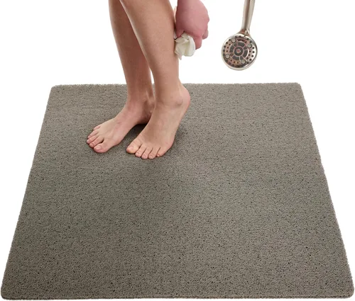 Vista 28 de Enkosi Alfombra de ducha antideslizante Loofah para suelos de ducha, bañera, baños, zonas húmedas, alfombrilla de baño acolchada con agujeros