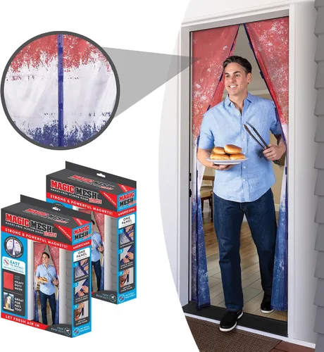 Vista 9 de Magic Mesh Deluxe, Negro Puerta mosquitera magnética, resistente, cierre magnético, red para puerta, pantalla para patio, pantalla para puerta