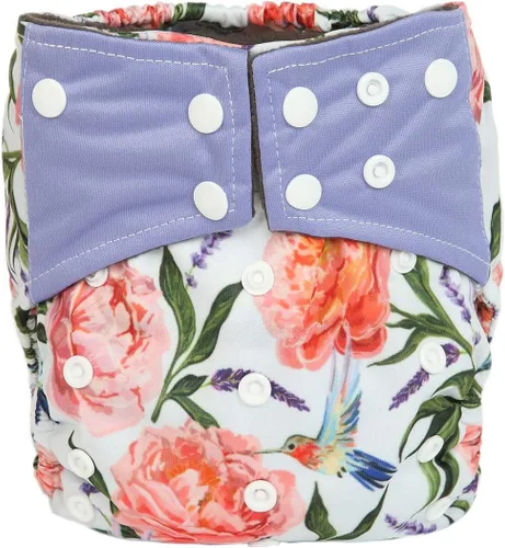 Vista 7 de AIll in One Night AIO Pañal de tela cosido en inserto reutilizable lavable para niñas (follaje de colibríes)