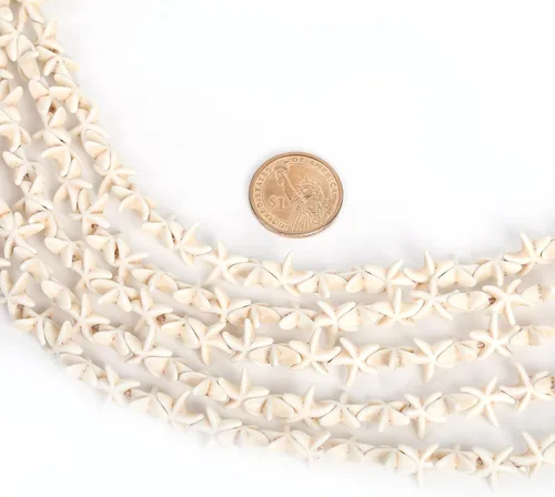 Vista 2 de 35-38 cuentas de estrella de mar, cuentas espaciadoras para hacer joyas, pulseras, collares, bricolaje (blanco)