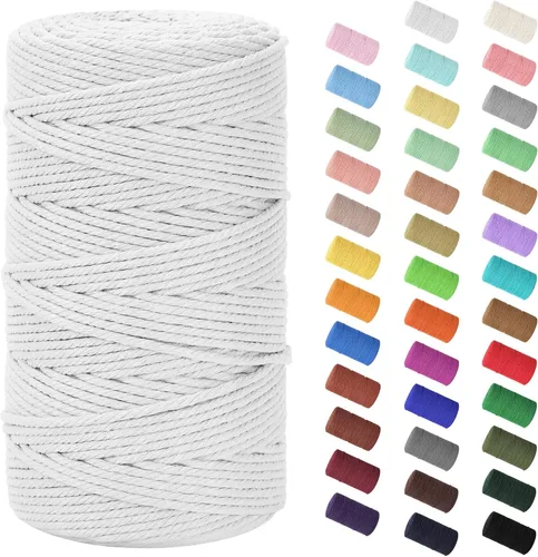 Vista 124 de Cuerda de macramé de 0.079 in x 220 yardas (656 pies), cuerda de algodón natural para colgar en la pared, ganchos de plantas, manualidades Verde