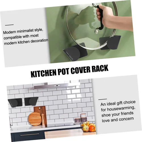 Vista 7 de Cabilock Organizador de tapa de olla montado en la pared, organizador de cocina, estante de tapa de olla, ganchos de pared resistentes, soportes