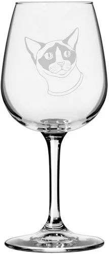 Vista 106 de Copa de vino de 12.75 onzas con temática de gato abisinio grabada para todo uso