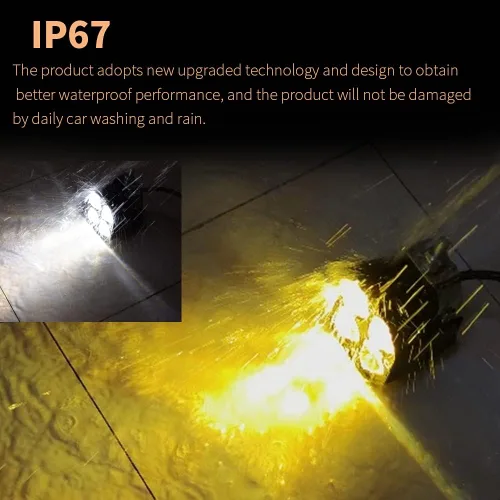 Vista 5 de Luces LED antiniebla de conducción de doble color ámbar/amarillo + blanco, 2 piezas de 3 pulgadas 40 W súper brillantes luces LED de conducción
